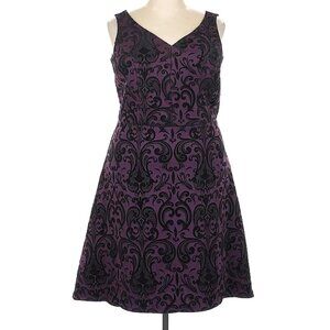 Maurice XXL purple cocktail dress/low cut front and back/high low /knit/floral